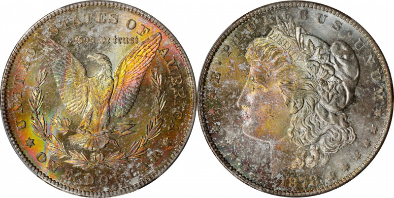 1878-S Morgan Silver Dollar. MS-66 (PCGS).
PCGS has mounted this coin with the ...