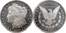 1880-O Morgan Silver Dollar. MS-64 DPL (NGC).
Superior striking quality and surface preservation for this challenging early New Orleans Mint Morgan d...