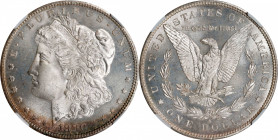 1880-S Morgan Silver Dollar. MS-67+ (NGC). CAC.
A crescent of soft bag toning along the lower obverse border gives way to delicate silvery tinting el...