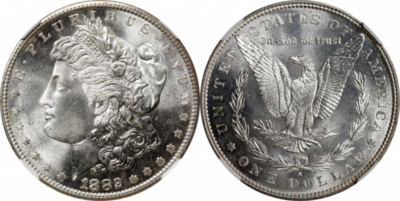 1882-S Morgan Silver Dollar. MS-68 (NGC).
A dazzling condition rarity to tempt ...