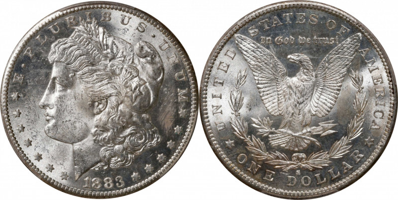 1883-S Morgan Silver Dollar. MS-63 (PCGS).
Fully struck with bountiful mint lus...