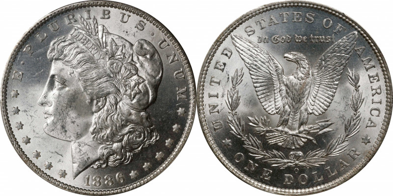 1886-O Morgan Silver Dollar. MS-64 (PCGS).
A brilliant example showing fine eye...