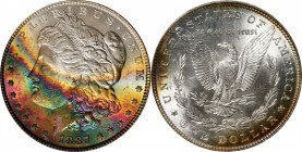 1887 Morgan Silver Dollar. MS-65 (NGC). CAC.
Gorgeous rainbow hues decorate the obverse, the reverse displays a bit of antique-gold. This one was obv...