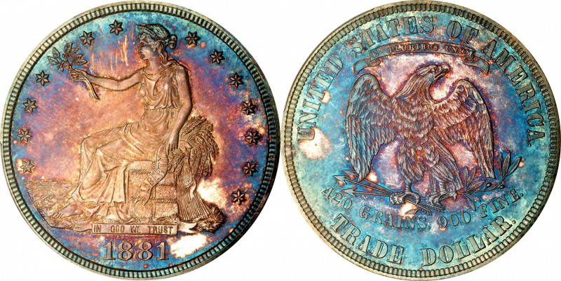 1881 Trade Dollar. Proof-65 (PCGS). CAC.
An issue that is always in demand amon...