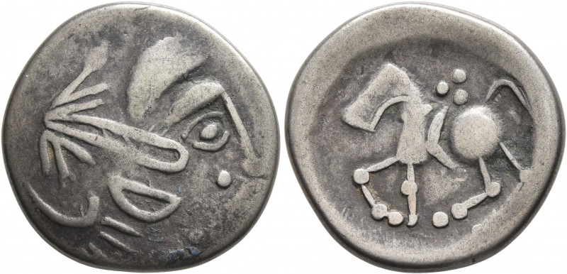 LOWER DANUBE. Uncertain tribe. Circa 2nd century BC. Tetradrachm (Silver, 22 mm,...