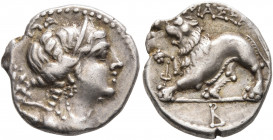 GAUL. Massalia. Circa 125-90 BC. Drachm (Silver, 16 mm, 2.74 g, 5 h). Laureate head of Artemis to right, wearing pendant earring and pearl necklace an...