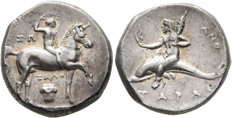 CALABRIA. Tarentum. Circa 280-272 BC. Didrachm or Nomos (Silver, 18 mm, 6.57 g, ...