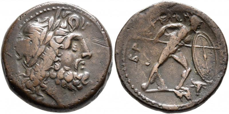 BRUTTIUM. The Brettii. Circa 211-208 BC. Unit (Bronze, 21 mm, 8.18 g, 6 h). Laur...