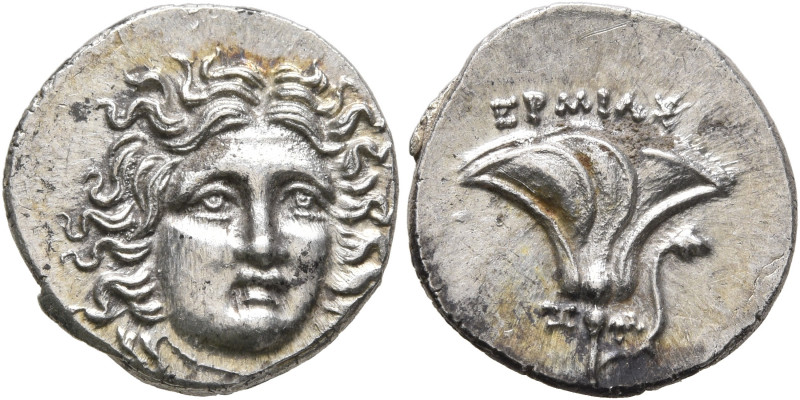 KINGS OF MACEDON. Perseus, 179-168 BC. Drachm (Silver, 15 mm, 2.65 g, 7 h), pseu...