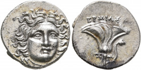 KINGS OF MACEDON. Perseus, 179-168 BC. Drachm (Silver, 15 mm, 2.65 g, 7 h), pseudo-Rhodian issue, uncertain mint in Thessaly, Hermias, magistrate, cir...