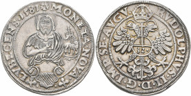 GERMANY. Lübeck. Taler 1581 (Silver, 41 mm, 29.00 g, 7 h). ✱MONETA NOVA LVBECENSIS I58I Half length figure of St. John the Baptist facing, nimbate, ho...