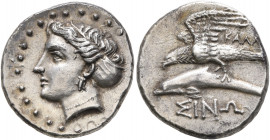 PAPHLAGONIA. Sinope. Circa 330-300 BC. Drachm (Silver, 19 mm, 5.00 g, 6 h), reduced standard, Kallia..., magistrate. Head of the nymph Sinope to left,...