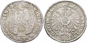 GERMANY. Magdeburg (Stadt). Taler 1627 (Silver, 42 mm, 29.00 g, 6 h). MO NO CIVITATIS MAGDEBURGENSIS The Maid of Magdeburg standing on city gate. Rev....