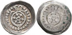 GERMANY. Mainz (Erzbistum). Konrad III von Dhaun, 1419-1434. Pfennig (Silver, 15 mm, 0.38 g), Miltenberg. Shield of Mainz, M above, in pearl ring. Rev...