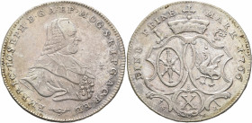 GERMANY. Mainz (Erzbistum). Emerich Joseph von Breitbach-Bürresheim, 1763-1774. Konventionstaler 1766 (Silver, 41 mm, 27.89 g, 12 h). EMERICH IOSEPH D...