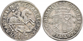 GERMANY. Mansfeld-vorderortische Linie zu Eisleben. Johann Georg III, 1647-1710. 1/3 Taler 1671 (Silver, 33 mm, 9.50 g, 11 h), Eisleben. (Anchor) IOHA...