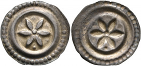 GERMANY. Markdorf, Freiherrschaft. 1250-1270. Bracteate (Silver, 21 mm, 0.42 g). Flower of six petals; pellet in one angle. CC 254. Fd. Niederrieden 1...