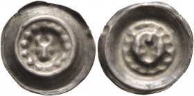 GERMANY. Mecklenburg. 1250-1270. Hohlpfennig (Silver, 17 mm, 0.33 g). Bull's head facing within beaded circle and linear border. Berger 292. Oertzen 5...