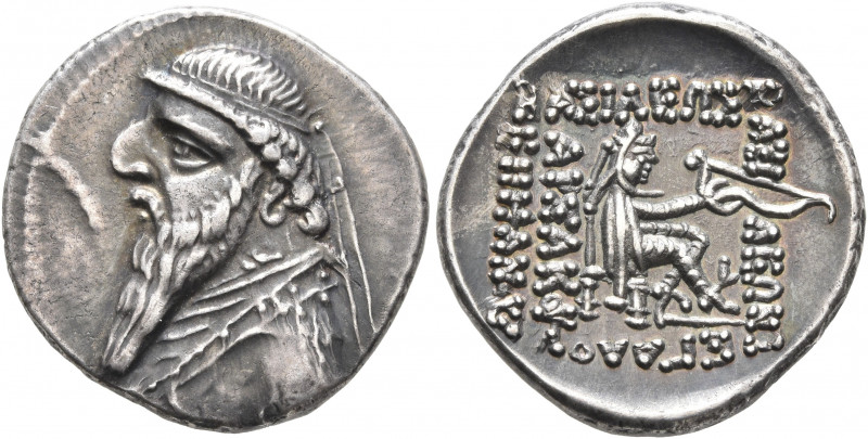 KINGS OF PARTHIA. Mithradates II, 121-91 BC. Drachm (Silver, 19 mm, 4.11 g, 12 h...