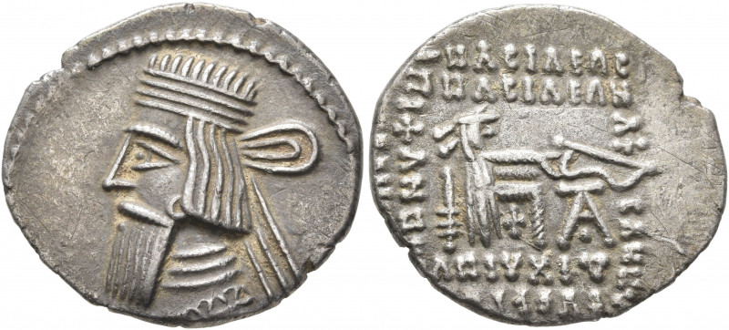 KINGS OF PARTHIA. Artabanos IV, circa 10-38. Drachm (Silver, 21 mm, 3.68 g), Ekb...