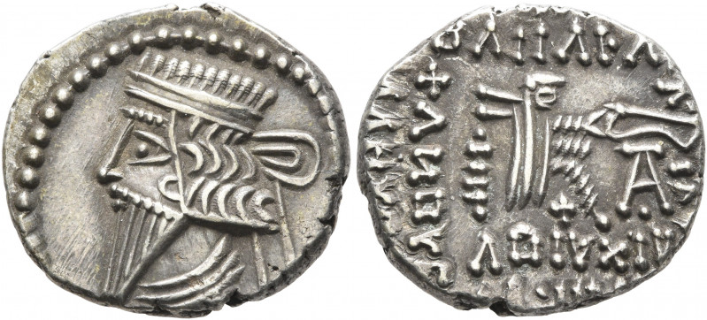 KINGS OF PARTHIA. Mithradates V, circa AD 140. Drachm (Silver, 18 mm, 3.79 g, 12...