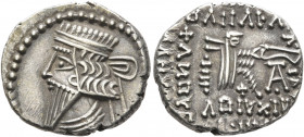 KINGS OF PARTHIA. Mithradates V, circa AD 140. Drachm (Silver, 18 mm, 3.79 g, 12 h), Ekbatana. Diademed and draped bust of Mithradates V to left. Rev....