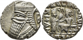 KINGS OF PARTHIA. Vologases IV, circa 147-191. Tetradrachm (Billon, 26 mm, 13.21 g, 12 h), Seleukeia on the Tigris, SE 496, Apellaios = November 184. ...