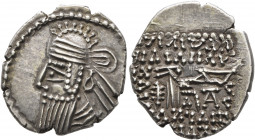 KINGS OF PARTHIA. Vologases IV, circa 147-191. Drachm (Silver, 20 mm, 3.84 g, 12 h), Ekbatana. Diademed and draped bust of Vologases IV to left, weari...