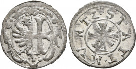 GERMANY. Memmingen. Kreuzer (Silver, 16 mm, 0.55 g, 12 h), no date (1700/01). Town shield. Rev. ✠STATT MVNTZ Double cross. Nau 10. Some parts weakly s...