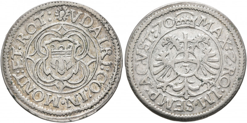 GERMANY. Montfort (Grafschaft). Ulrich IX, 1564-1574. 3 Kreuzer 1570 (Silver, 21...