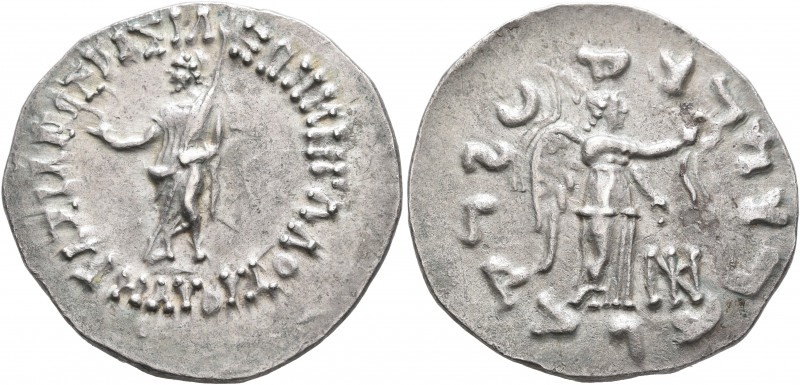INDO-SKYTHIANS. Maues, circa 125-85 BC. Tetradrachm (Silver, 28 mm, 9.74 g, 11 h...