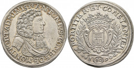GERMANY. Montfort (Grafschaft). Anton II, Administrator 1686-1693. Gulden 1690 (Silver, 37 mm, 17.19 g, 12 h), Langenargen. ✱ANTONIVS COMES DE MONTFOR...