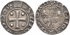 GERMANY. Münster (Bistum). After 1075. Pfennig (Silver, 19 mm, 1.48 g, 9 h). ✠ ODDO ✠ ★IIIIIC Cross with a pellet in each quarter. Rev. ✠ MIMIOARDEIOR...