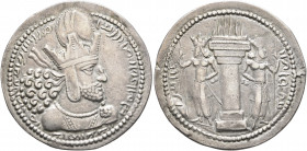 SASANIAN KINGS. Shahpur I, 240-272. Drachm (Silver, 26 mm, 4.25 g, 3 h), Mint I (Ctesiphon). MZDYSN BGY ŠHPWHLY MRKAN MRKA 'YR'N MNW CTRY MN YZD'N ('W...