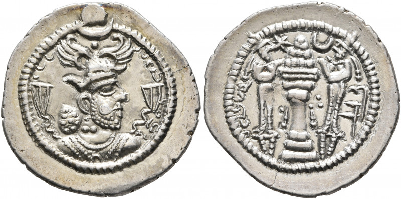 SASANIAN KINGS. Peroz I, 457/9-484. Drachm (Silver, 26 mm, 4.13 g, 3 h), DA (Dar...