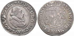 GERMANY. Murbach & Lüders. Leopold von Österreich, 1614-1626. 1/4 Taler (Silver, 29 mm, 7.49 g, 12 h), Ensisheim, no date. ✠LEOPOLD D G ARCH AVS ARG E...