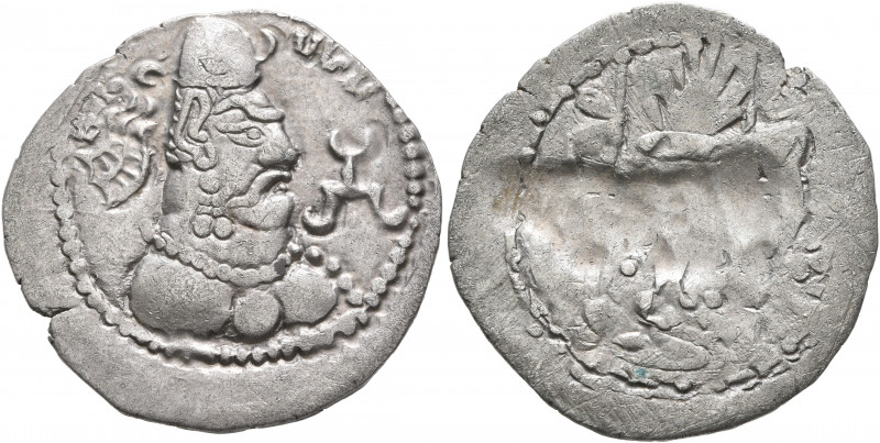 HUNNIC TRIBES, Alchon Huns. Uncertain king, circa 6th century. Drachm (Silver, 2...