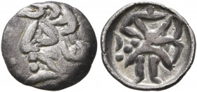 LOCAL ISSUES, Sogdiana. Circa 1st century AD. Hemiobol (Silver, 10 mm, 0.28 g), tribal rulers of southern Sogdiana. Diademed and baearded Parthian sty...