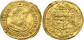 GERMANY. Nürnberg (Stadt). Gustavus Adolphus. King of Sweden, 1611-1632. Dukat 1632 (Gold, 24 mm, 3.47 g, 12 h), struck during the Swedish occupation....
