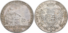 GERMANY. Nürnberg (Stadt). Konventionstaler 1761 (Silver, 40 mm, 28.15 g, 12 h). DA PACEM DOMINE IN DIEBVS NOSTRIS 1761 Noris seated right, leaning he...