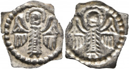 GERMANY. Oberelsass. Grafen von Pfirt, 1200-1250. Vierzipfliger Pfennig (Silver, 19 mm, 0.30 g). Angel with spread wings standing facing. Rev. Incuse ...