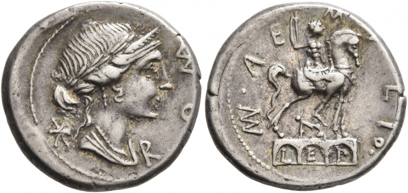 Man. Aemilius Lepidus, 114-113 BC. Denarius (Silver, 19 mm, 3.90 g, 7 h), Rome. ...
