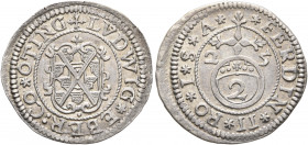 GERMANY. Öttingen, Grafschaft. Ludwig Eberhard, 1622-1634. 2 Kreuzer 1625 (Silver, 21 mm, 1.23 g, 12 h). ✠LVDWIG EBER CO OTTING Decorated shield. Rev....