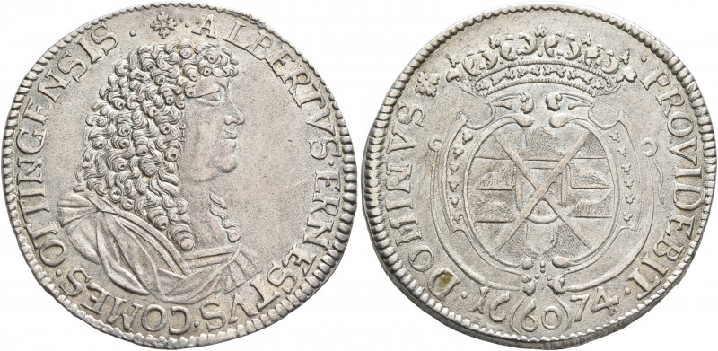 GERMANY. Öttingen, Grafschaft. Albrecht Ernst I, 1659-1683. Gulden 1674 (Silver,...