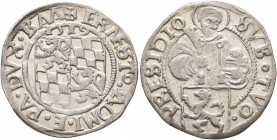 GERMANY. Passau. Ernst von Bayern, 1540-1554. Batzen 1519 (Silver, 25 mm, 3.06 g, 8 h) ERNEST' ADMI E PA DVX BAA Quartered shield, I5I9 above. Rev. SV...