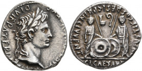 Augustus, 27 BC-AD 14. Denarius (Silver, 19 mm, 3.85 g, 4 h), Lugdunum, 2 BC-AD 4. CAESAR AVGVSTVS DIVI F PATER PATRIAE Laureate head of Augustus to r...