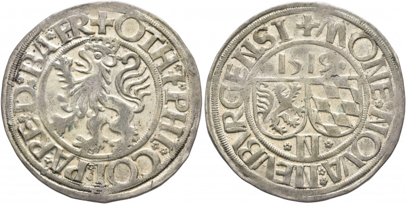 GERMANY. Pfalz-Neuburg. Ottheinrich and Philipp, 1504-1544. Batzen 1519 (Silver,...
