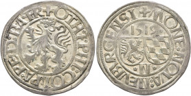 GERMANY. Pfalz-Neuburg. Ottheinrich and Philipp, 1504-1544. Batzen 1519 (Silver, 26 mm, 3.91 g, 6 h), Neuburg ✠OTH / PHI COI PA RE D BA FR Crowned lio...