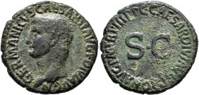 Germanicus, died 19. As (Copper, 27 mm, 10.90 g, 7 h), Rome, struck under Caligula. GERMANICVS CAESAR TI AVG F DIVI AVG N Bare head of Germanicus to l...