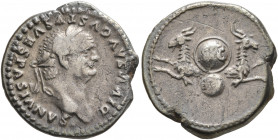 Divus Vespasian, died 79. Denarius (Silver, 18 mm, 3.18 g, 6 h), Rome, struck under Titus, 80-81. DIVVS AVGVSTVS VESPASIANVS Laureate head of Vespasia...